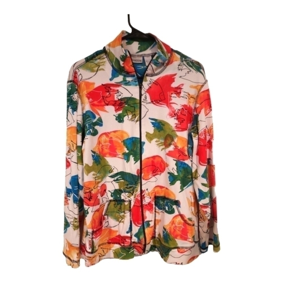 Chico's colorful tropical fish print Business Casual Jacket sx 2 M - Picture 2 of 8